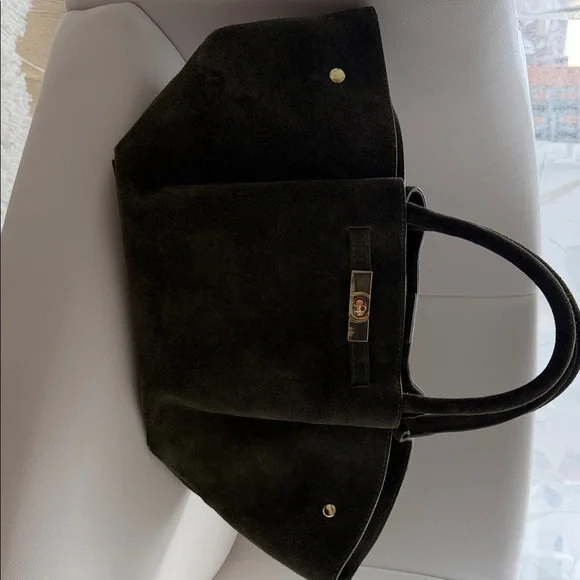 Chic Olive Green Suede Tote Bag - Picture 5 of 8